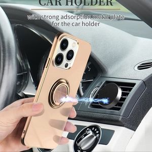 iPhone 13Pro and 13 ProMax Case Magnetic Suction Ring Luxury Design Phone Cover.